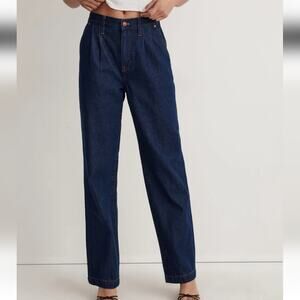 Madewell Baggy Straight Jeans in Woodham Wash Pleated Edition size 27